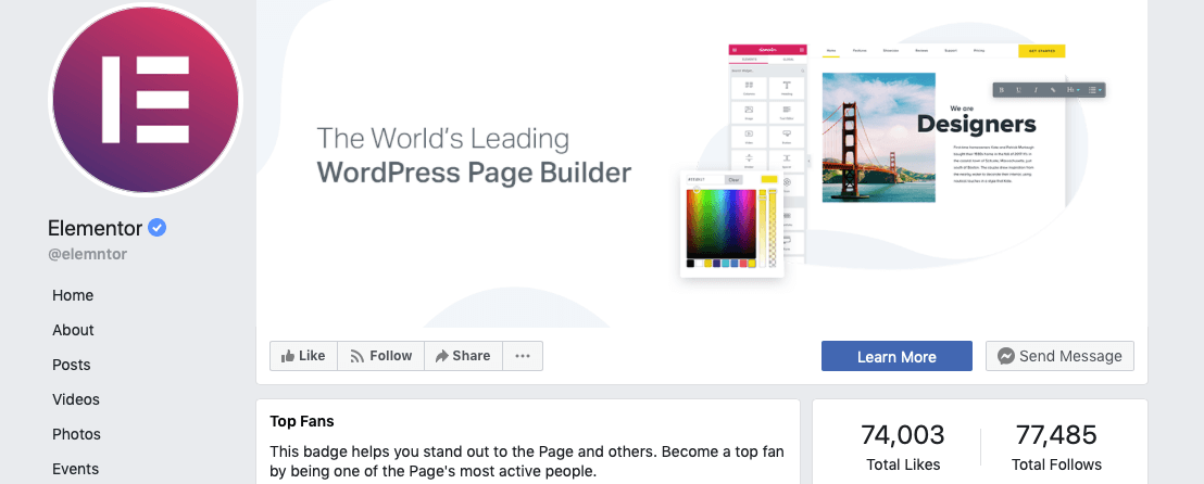 elementor facebook