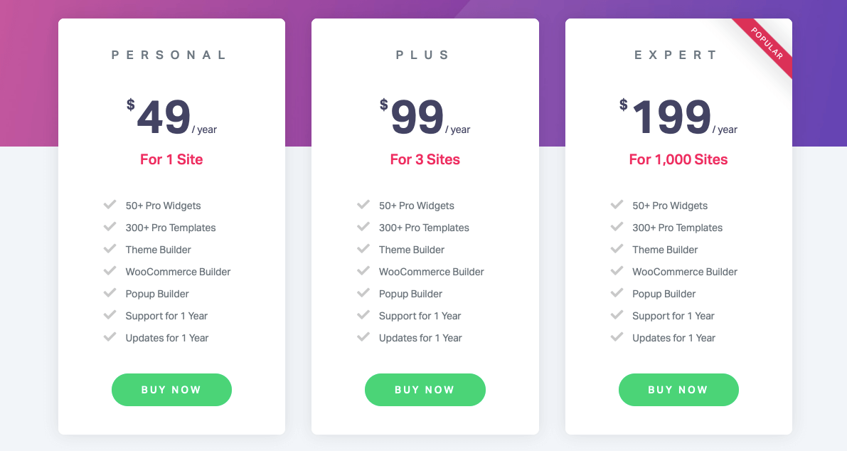 elementor pricing