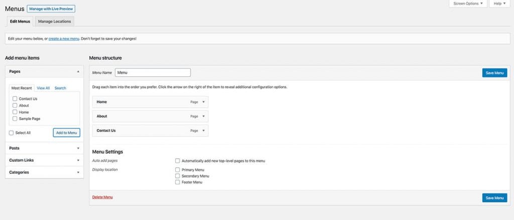 creating menus