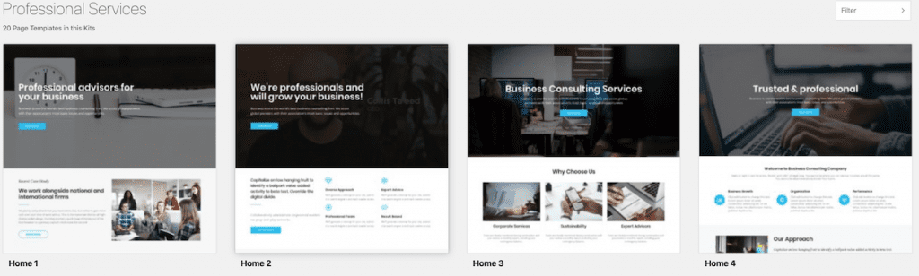 premade templates for Elementor