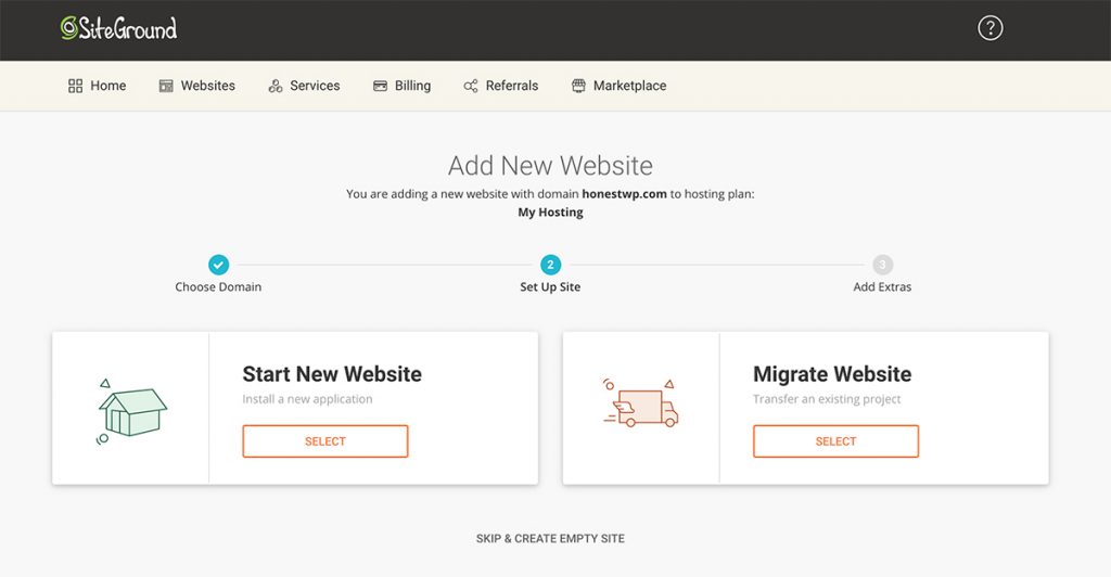 Creating a website with Siteground