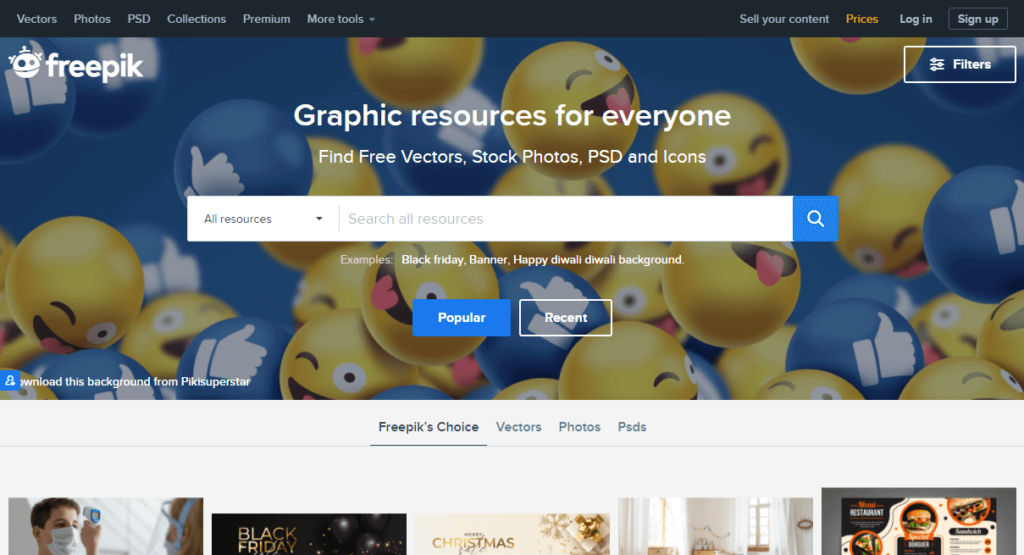 Freepik homepage