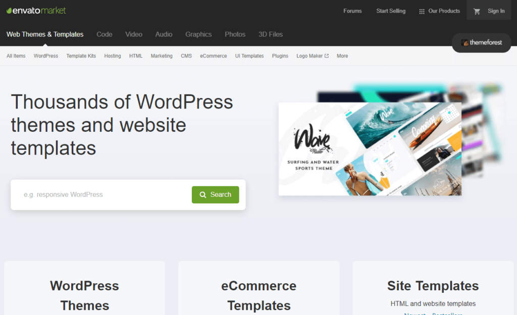 Themeforest homepage