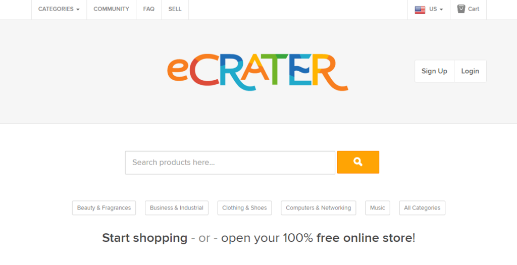 eCrater - An online marketplace, get a free online store