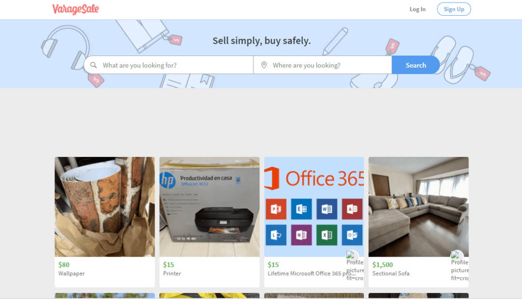 VarageSale: Your online garage sale - Buy and sell locally