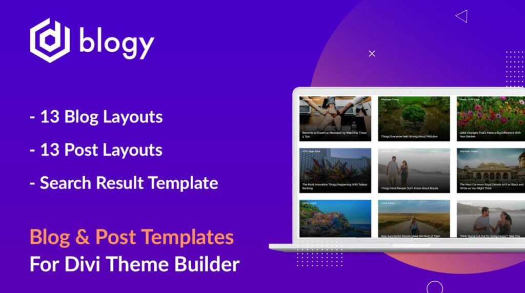 Blogy, one of Divi Marketplace's top selling layouts
