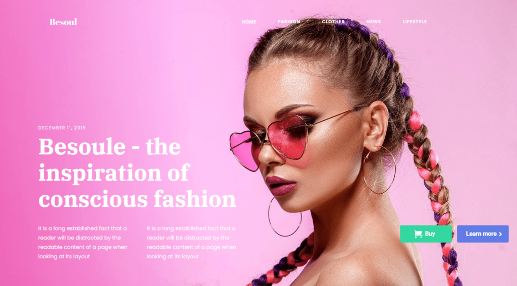 An example of Crocoblock's design template for a fashion blog