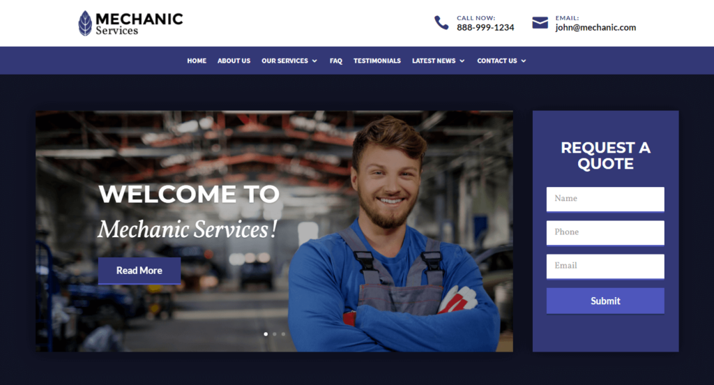 Divi Multipurpose child theme mechanic demo
