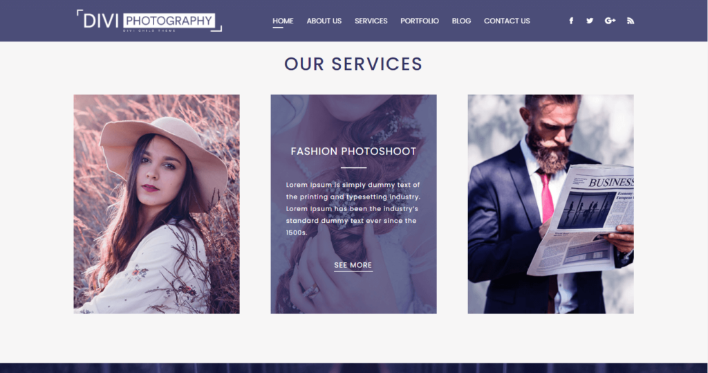 Divi Photography child theme demo
