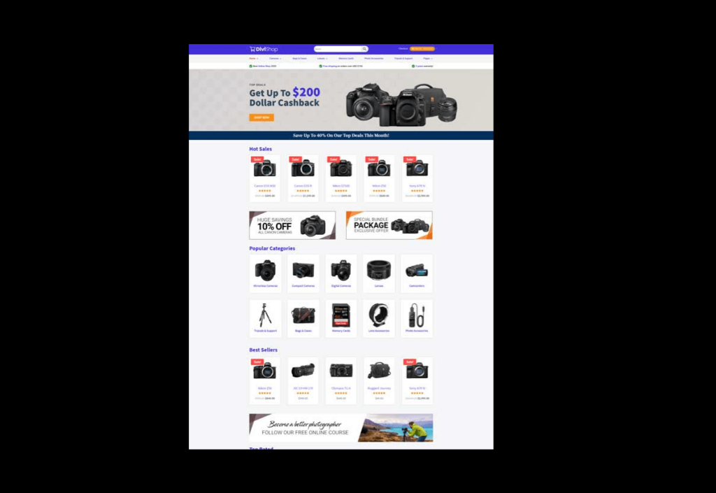 DiviShop Divi child theme demo
