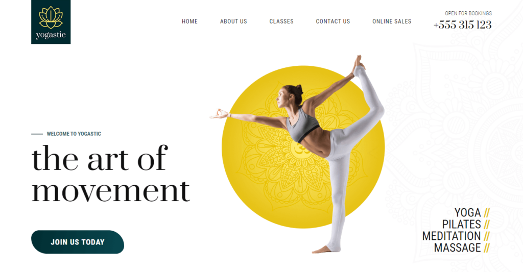 Yoga homepage template from The Landing Factory