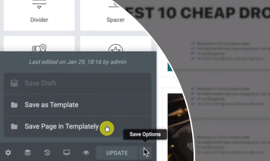 How to save a page in Templately