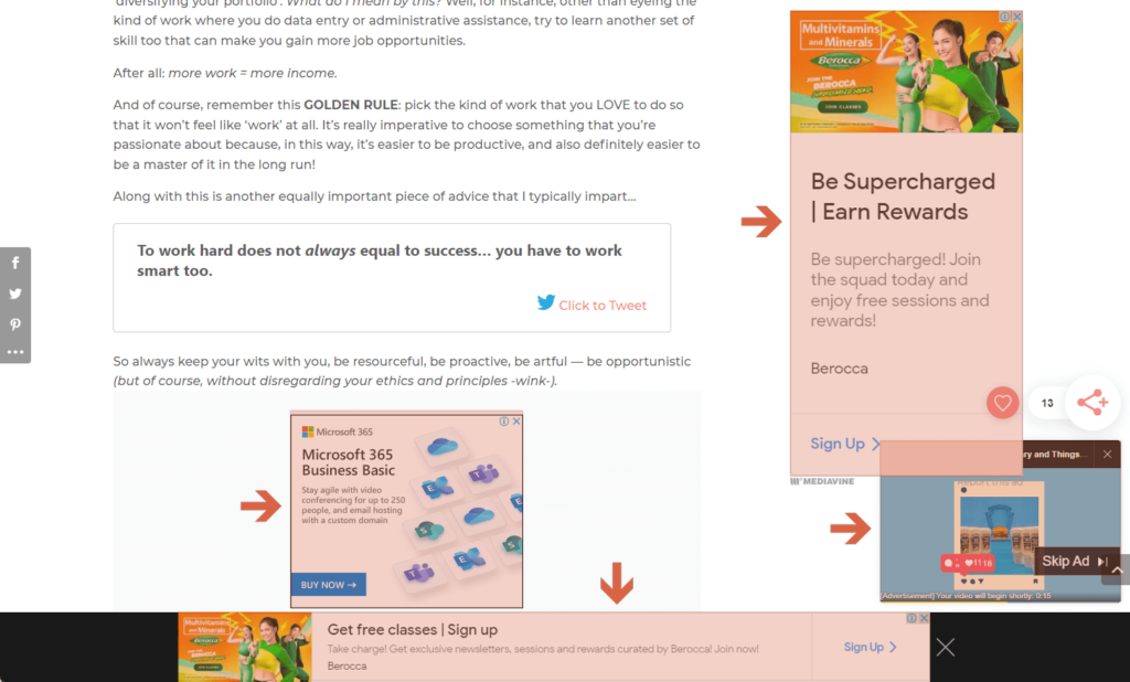 Annoying banner ads on a certain website