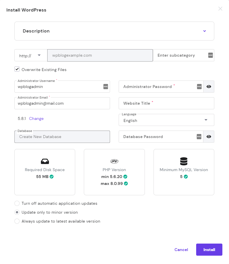 Install WordPress with Hostinger