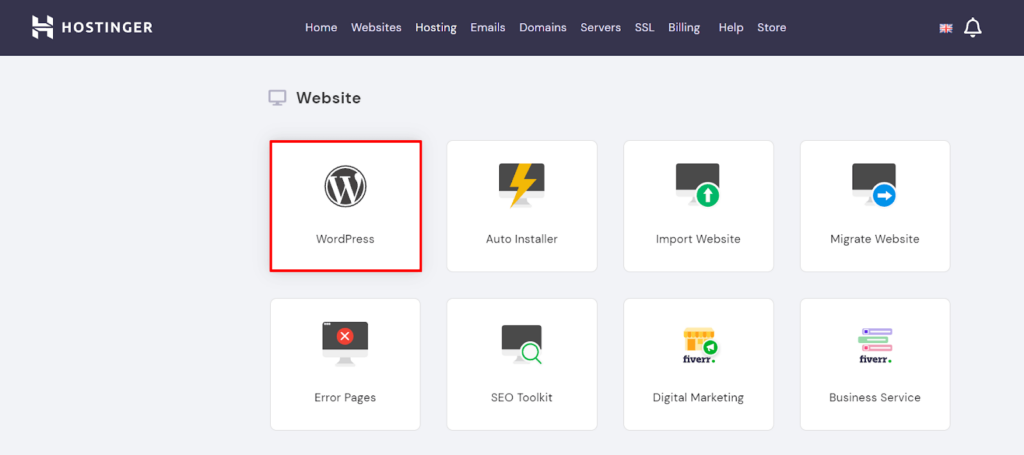 Create a WordPress website with Hostinger