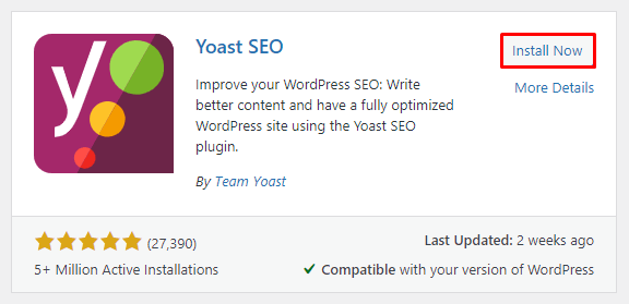 Install now Yoast SEO plugin