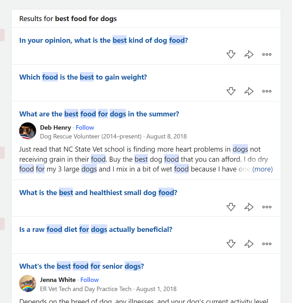 Quora questions related to best foods for dogs