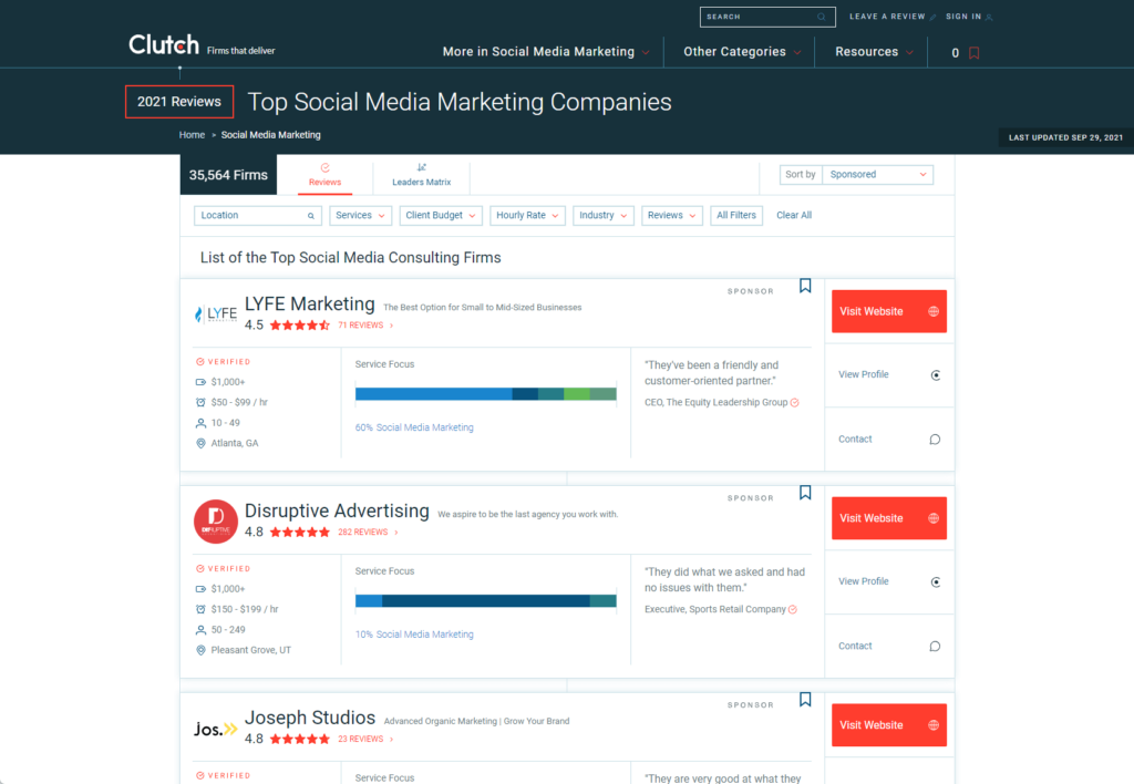 Top social media marketing campaigns from Clutch