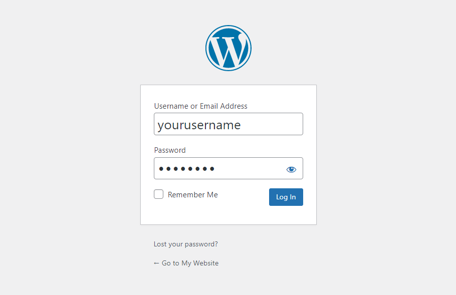 WordPress admin login page