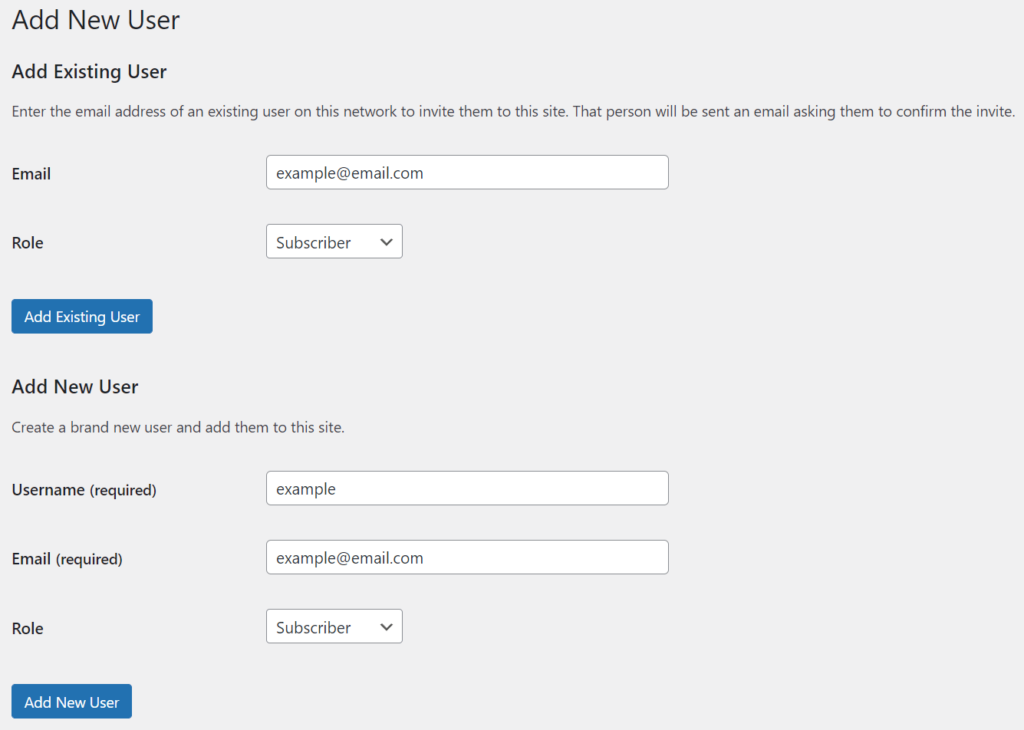 Manually add a new user as a site admin