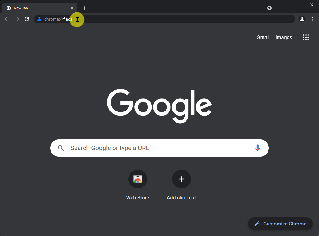 Go to the Chrome Flags page of the browser first