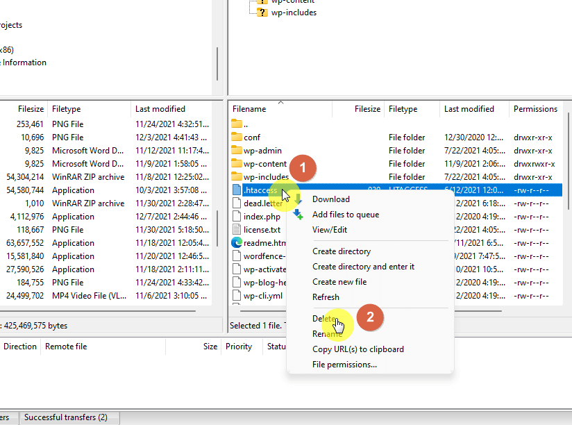 Make sure to delete the .htaccess file
