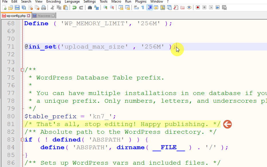Paste the ini_set code on the wp-config.php file