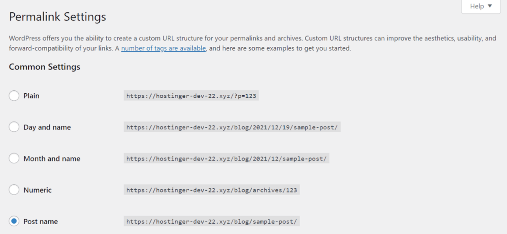 Change the permalink settings