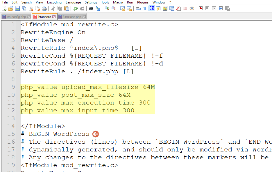 Paste the code to the .htaccess file