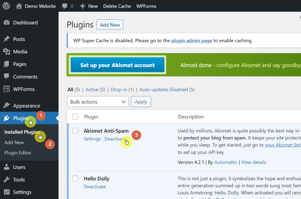 Go to the installed plugins page and deactivate one plugin at a time