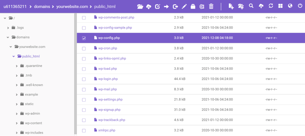 Locate the wp-config.php file
