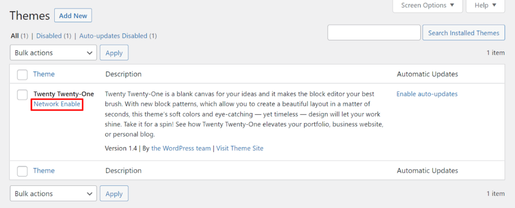 Activate a theme on all the sites in the multisite network