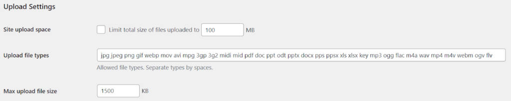 Configure the upload settings