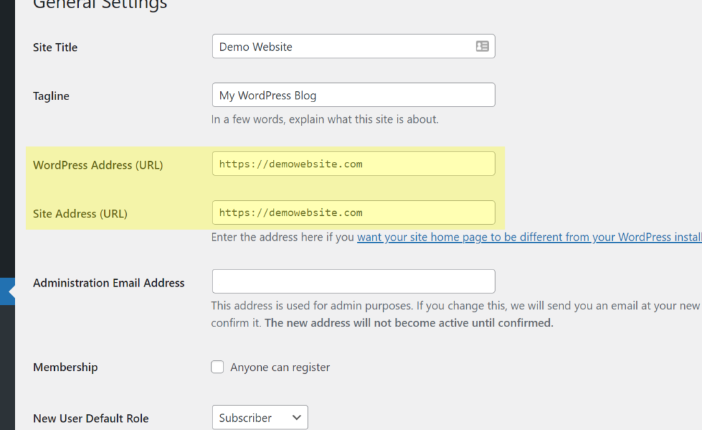 Confirm that the WordPress URL and site address are the same