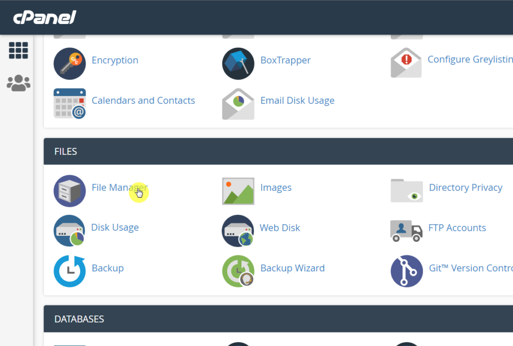 Click the file manager app inside cPanel