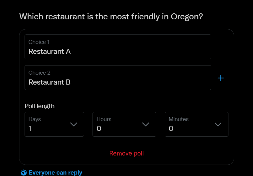 Holding a poll on Twitter