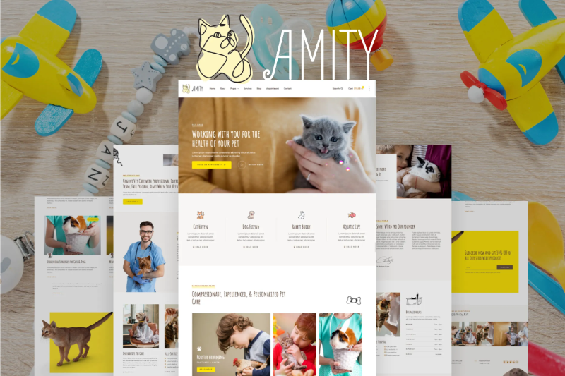 Amity - Animal Hospital and Veterinarian Elementor Template Kit