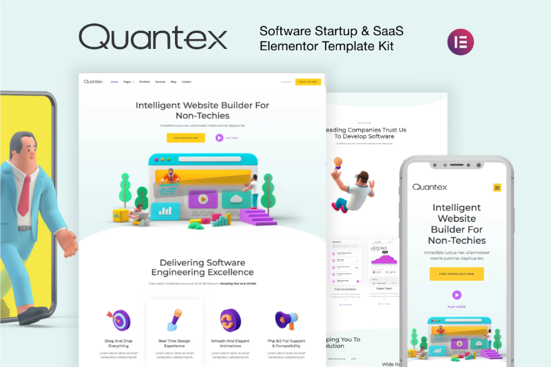 Quantex - Software Startup & SaaS Elementor Template Kit