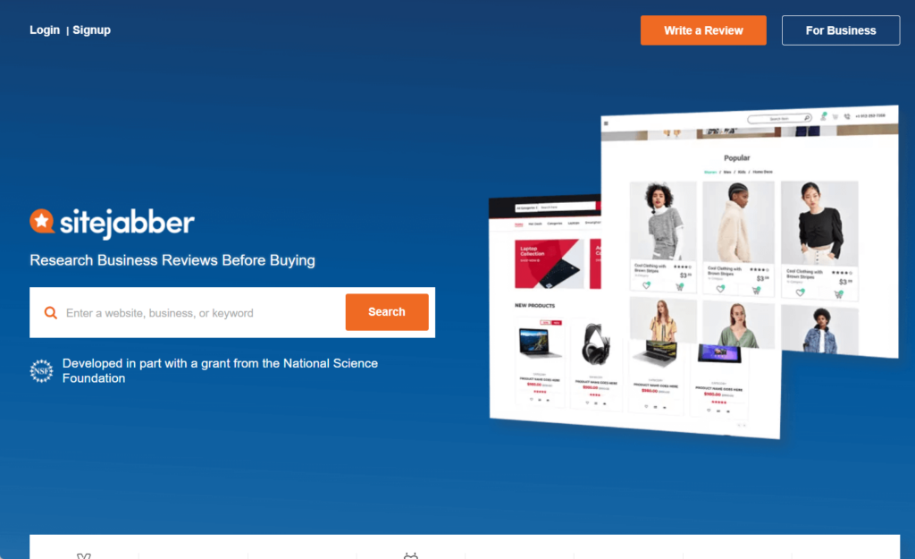 Sitejabber homepage: Research business reviews before buying