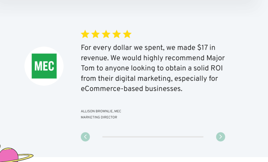 Good testimonial for a digital marketing agency