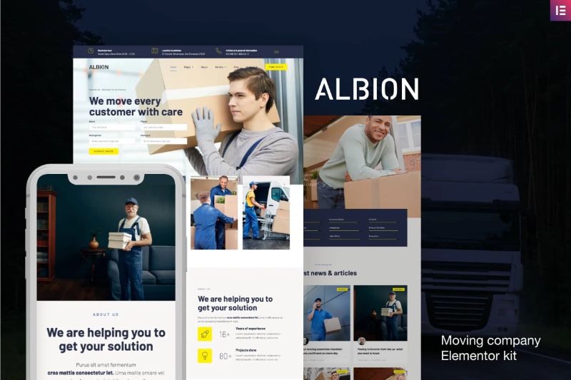 Albion - Moving Company Elementor Template Kit