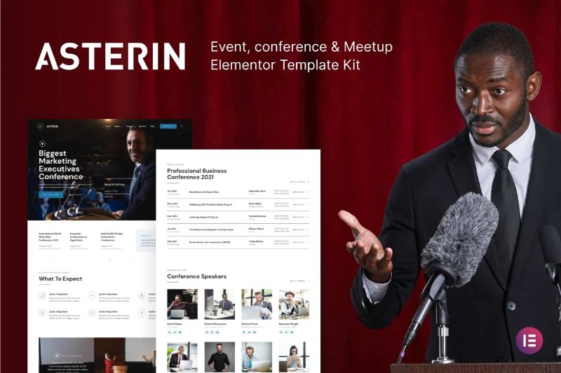 Asterin - Digital Event Conference Elementor Template Kit