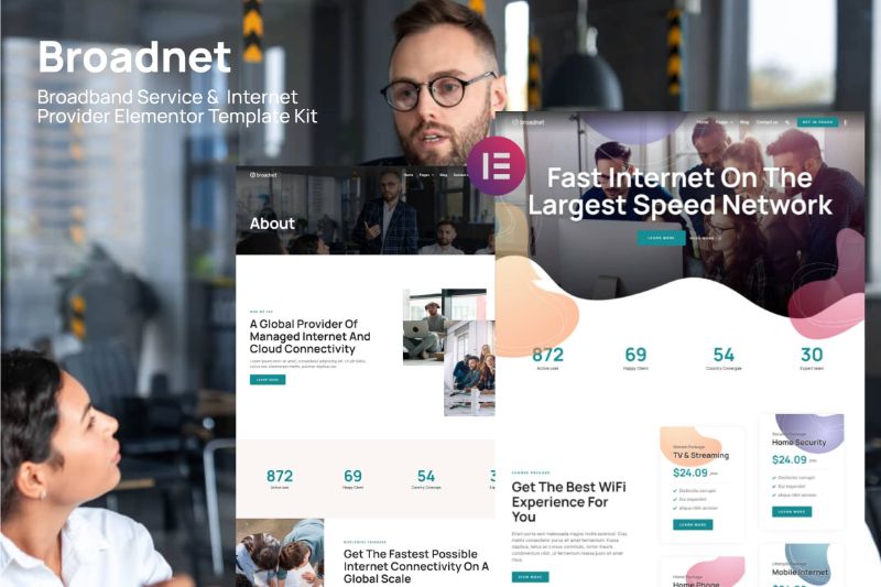 Broadnet - Broadband Service Internet Provider Elementor Template Kit