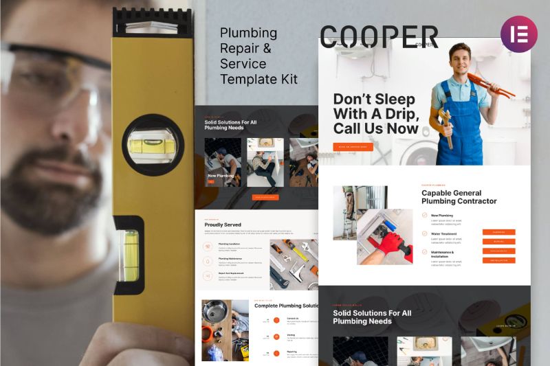 Cooper - Plumbing Repair Service Maintenace Elementor Template Kit