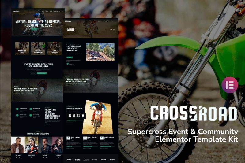 Crossroad - Supercross Event Community Elementor Template Kit