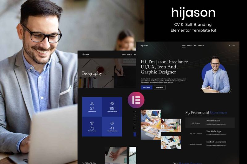 HiJason - CV Self Branding Elementor Template Kit