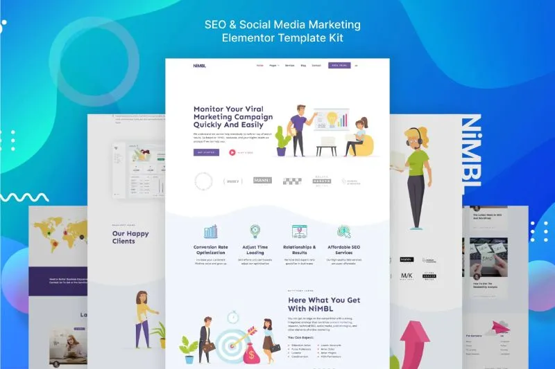 Nimbl - SEO Social Media Marketing Elementor Template Kit