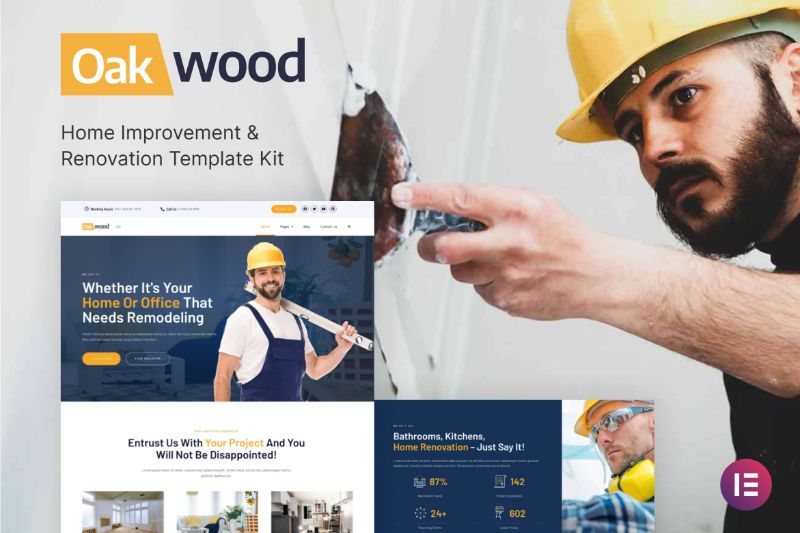 Oakwood - Home Improvement Renovation Elementor Template Kit