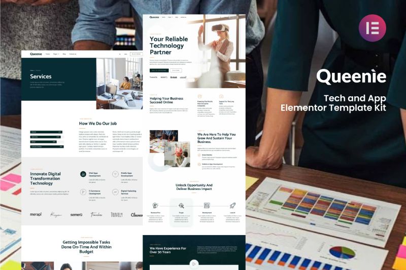 Queenie - Tech App Elementor Template Kit