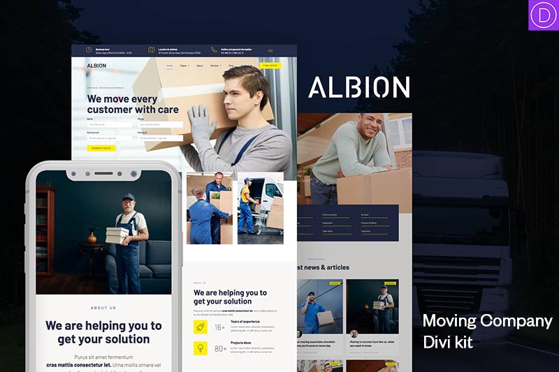 Albion Moving-Company-Divi-Template-Kit